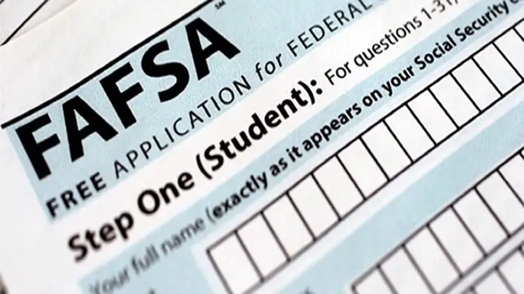 A corner of a printed FAFSA form with the headline 'Step One (Student)'